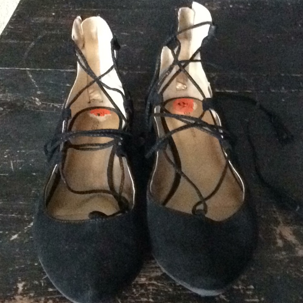 Suede lace up flat